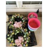 TWO EASTER WREATHS AND EASTER TUBS