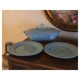 COVERED DOUBLE HANDLE TUREEN 15" WIDE AND 2
