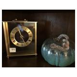 CITIZEN QUARTZ CLOCK BO, BLOWN GLASS PUMPKIN