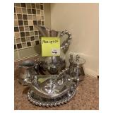 PEWTER MARIPOSA GRAVY W/ LINER, CR/ SUGAR,