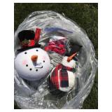 SNOWMEN AND RED CARDINAL BIRDS