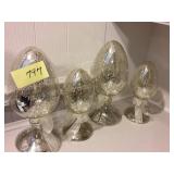 PIER 1 GLASS EGGS ON PEDESTALS