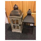 2 GRAY/BLACK CANDLE LANTERNS