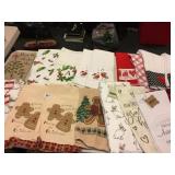 LARGE ASSORTMENT OF LINEN TEA TOWELS AND HAND