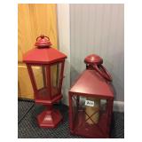 2 RED CANDLE LANTERNS