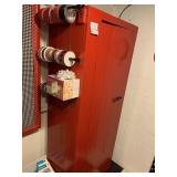 RED VINTAGE 1 DOOR CABINET W/ SHELVES 73" H X 29"