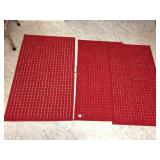 SET OF 3 MATCHING RED THROW RUGS WITH RUBBER