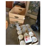 GLASSES, COVERED JARS, MUGS CANDLE HOLDERS