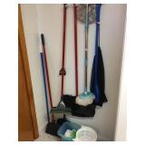 MOP BUCKET WITH MOPS, BROOM, 2 BOXES RUBBER
