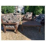 TEAK PATIO SET LOVESEAT, 2 CHAIRS AND TABLE, BEEN