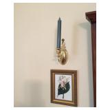 BRASS CANDLE HOLDERS AND TWO95" X 7" MAGNOLIA