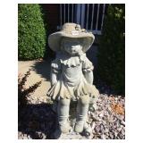 CEMENT GIRL SITTING ON BENCH 34" H