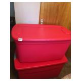 TWO 30 GALLON TOTES ONE W/ LOCKING LID