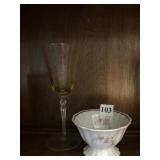 HAVILAND ROSALINDA PEDESTAL BOWL, 2.75" H; AMBER