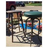 PAIR OF STOOLS 1 ALL WOOD ONE METAL SWIVEL