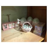 LIGHTED CERAMIC EGGS, EASTER LIGHTS, EGG CUPS,