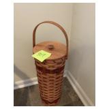 20.5" H WOVEN BASKET WITH HANDLE WOOD LID