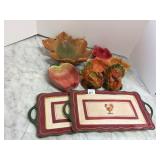 ROOSTER SERVING TRAYS, TURKEY TEA LIGHT HOLDERS,