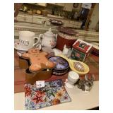 TIN, FUR RABBIT, DISHES ETC.