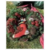 BEAR WITH METAL STOCKING 29" WREATH WITH BAG
