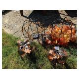 5 METAL PUMPKINS WITH AUTUMN DÉCOR