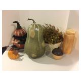 FAUX GOURD, STUFFED PUMPKINS, CANDLE RINGS,