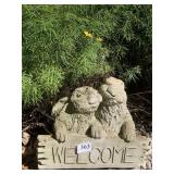 CEMENT 2 BUNNY WELCOME STATUE