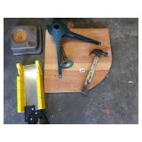 CORNER TREE STAND, SCRAPER, MITER BOX