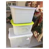 3 STERLITE STORAGE TOTES, 18-GAL, 24 GAL
