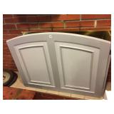 PAINTED GRAY WOOD FIREPLACE SCREEN / GUARD