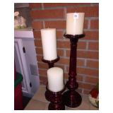 TRIO OF PEDESTAL CANDLE HOLDERS, 21"H