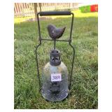 BIRD TOP LANTERN W/ GLASS SHADE