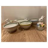 PORTMEIRION BOWLS AND S/P BUNNIES