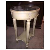 OVAL SIDE TABLE 24" H X 19" W X 14" W/ GLASS TOP