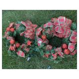 2 14" CHRISTMAS WREATHS WITH LIGHTS