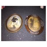 25" OVAL CONVEX GLASS VINTAGE WEDDING PHOTO AND