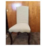 CREAM AND GREEN PARSON CHAIR WITH SKIRT