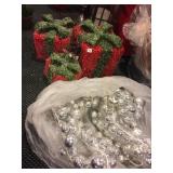 LIGHTED CHRISTMAS GIFTS AND SILVER CHRISTMAS