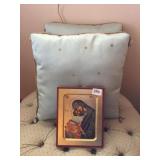 RELIGIOUS PICTURE AND 2 ACCENT PILLOWS