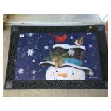 FROSTY WELCOME MAT W/ RED CARDINAL