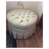 LIGHT GREEN TUFTED TOP OTTOMAN WITH FULL SKIRT