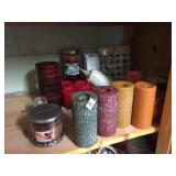 LARGE ASSORTMENT OF CANDLES INCLUDING PILLARS,