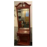 MIRRORED ENTRY WAY TABLE, ONE DRAWER, PAINTED RED