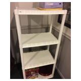 4 TIER WHITE PLASTIC SHELF, CONTENTS NOT INCLUDED