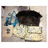 THIRTY-ONE YELLOW FLORAL ZIP TOP TOTE BAGS AND