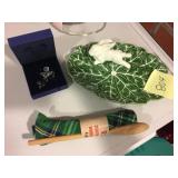 RABBIT ON LEAF PLATE, NEW TEA TOWEL AND SPOON AND