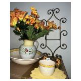 SUNFLOWER SALT/PEPPER, PITCHER, PLATE HANGER,