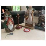 CHRISTMAS SANTAS AND CANDLE HOLDER