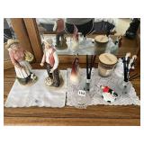 2 FIGURINES 10" H AND OCCUPIED JAPAN COUPLE,