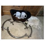 HARRY AND DAVID METAL TUB, PLATE HOLDER, MUGS,